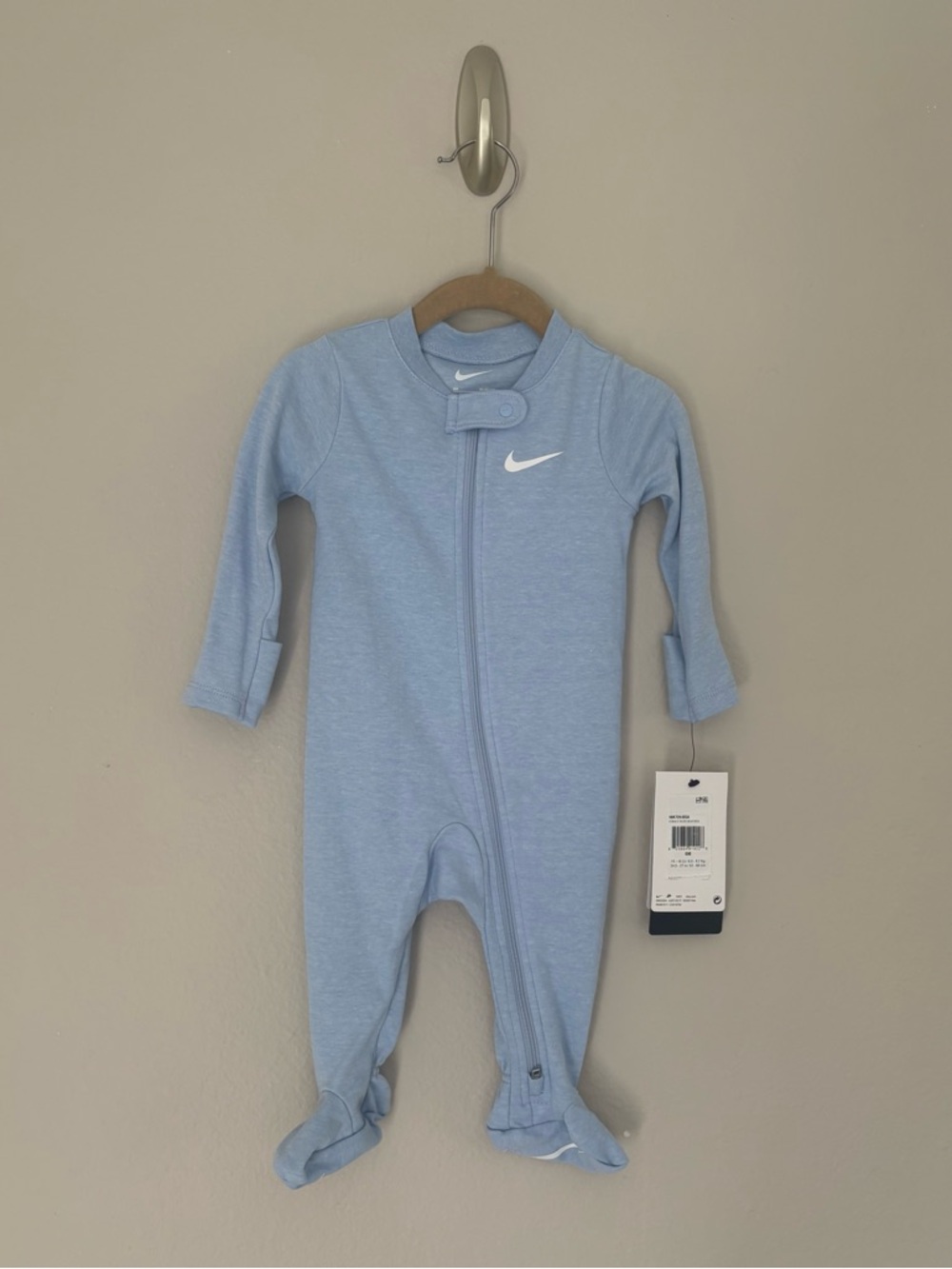 NWT Nike Baby Essential Footed Coverall Cobalt Bliss Heather Zip One Piece: 6M